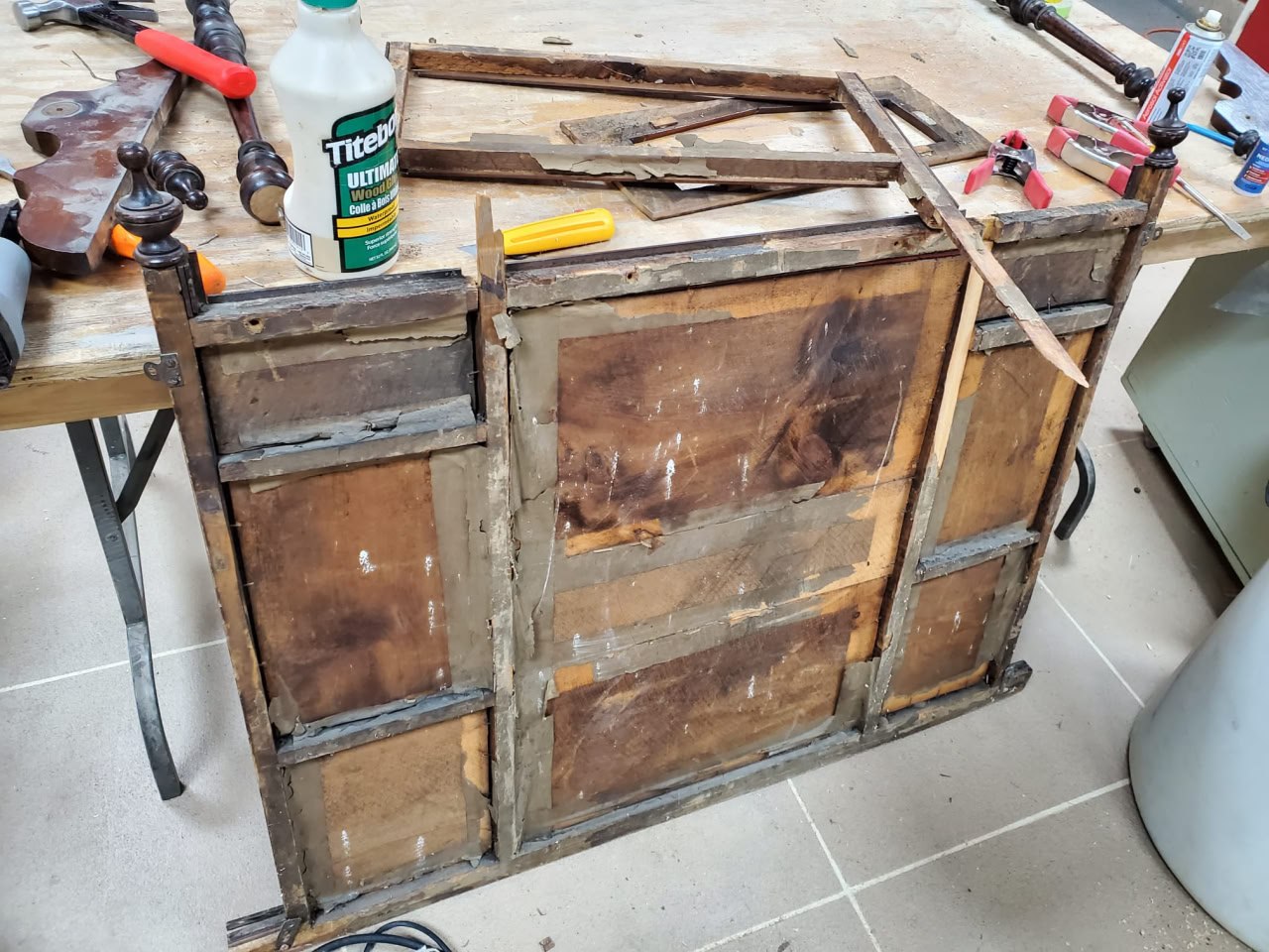 Detail of frame damage.